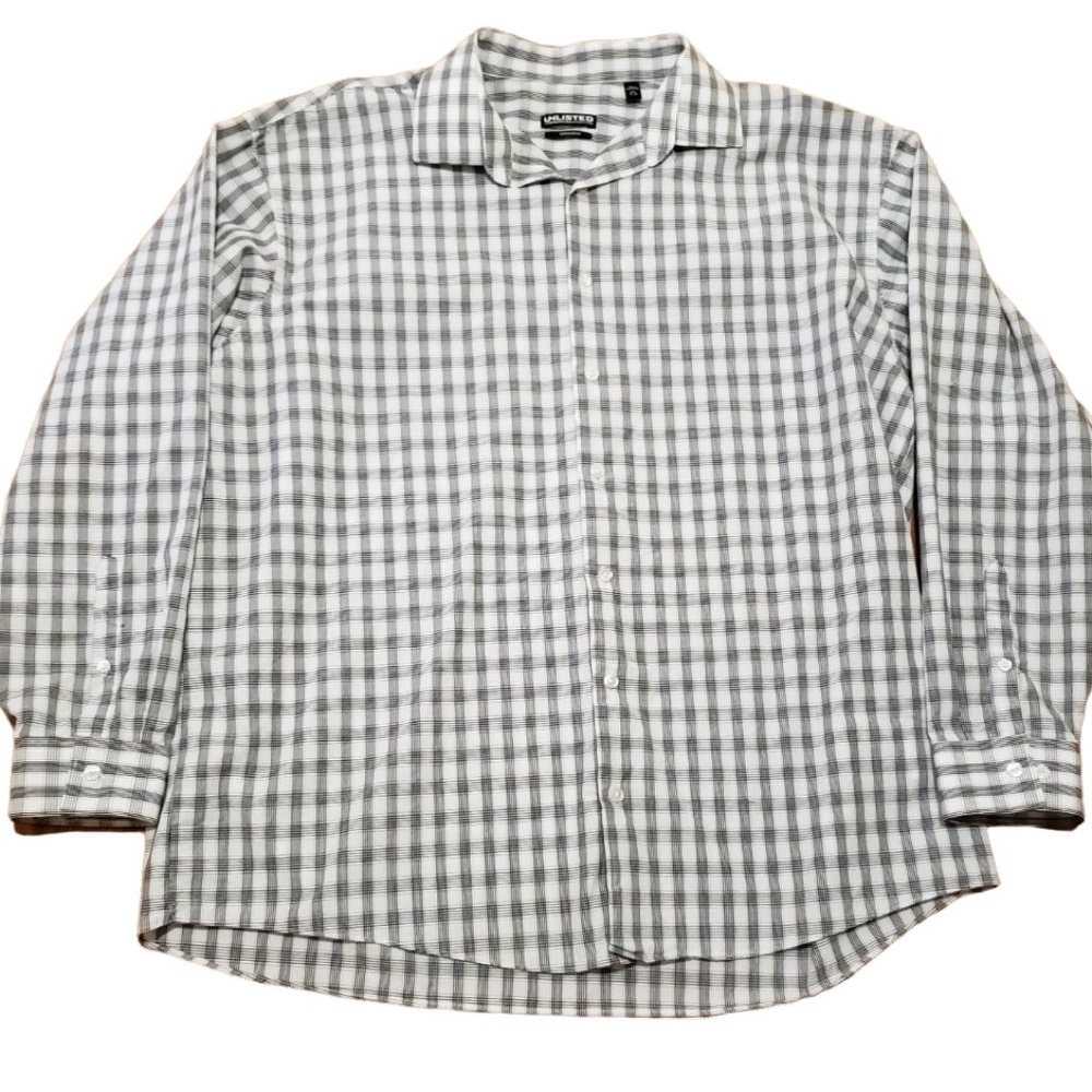 Unlimited Kenneth Cole Button Up Black/Gray/White  L/S Shirt 17.5/34-35 /XXL